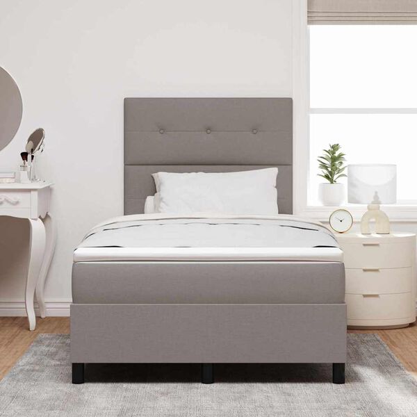 vidaXL Cama Box com colch&atilde;o Cinzento-acastanhado 120 x 190 cm tecido