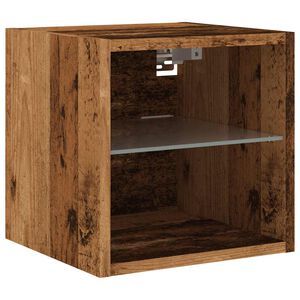 vidaXL M&oacute;vel de parede para TV luzes LED 30x28,5x30cm madeira velha