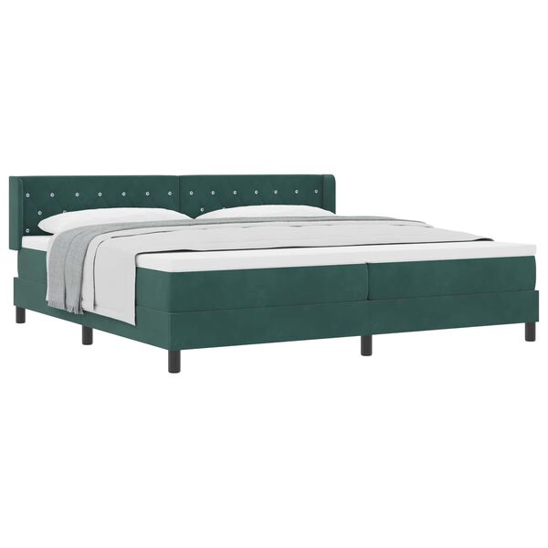 vidaXL Cama Box com colch&atilde;o Verde Escuro 200 x 200 cm Veludo