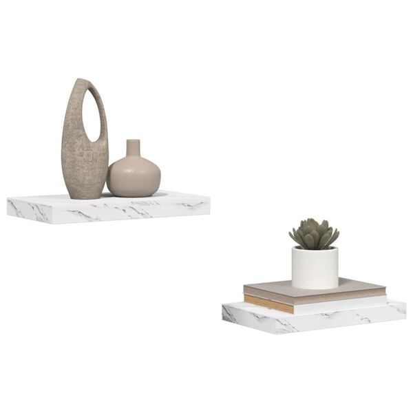 vidaXL Prateleira de Parede 2 pcs M&aacute;rmore Branco 40 x 23,5 x 4 cm
