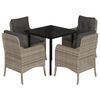 vidaXL 5 pcs conjunto de jantar p/ jardim c/ almofad&otilde;es cinzento claro