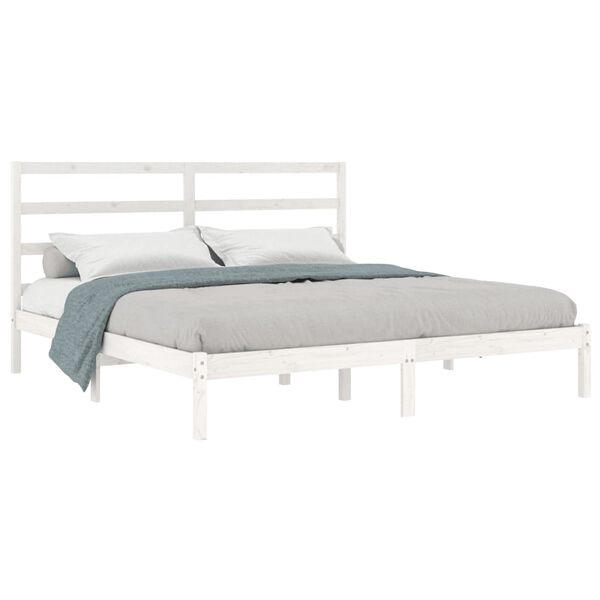 vidaXL Estrutura de cama super king pinho maci&ccedil;o 180x200 cm branco