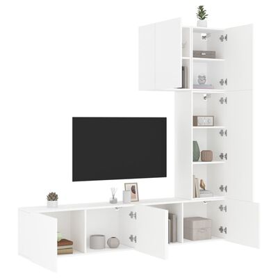 vidaXL 5 pcs móveis de parede p/ TV derivados de madeira branco