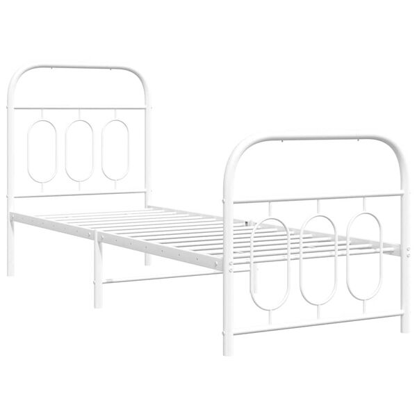 vidaXL Estrutura de cama com cabeceira e p&eacute;s 75x190 cm metal branco