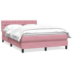 vidaXL Cama com molas/colch&atilde;o 140x210 cm veludo Rosa