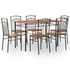 vidaXL 7 pcs conjunto de jantar em MDF e a&ccedil;o castanho