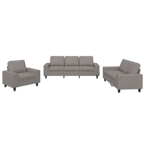 vidaXL 3 pcs conjunto de sof&aacute;s tecido cinzento-acastanhado