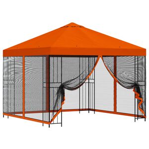 vidaXL Gazebo de Jardim com Laterais 3 x 3 m Laranja Poli&eacute;ster e A&ccedil;o