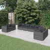vidaXL 8 pcs conjunto lounge de jardim c/ almofad&otilde;es vime PE cinzento