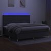 vidaXL Cama box spring c/ colch&atilde;o e LED 200x200 cm tecido cinza-escuro