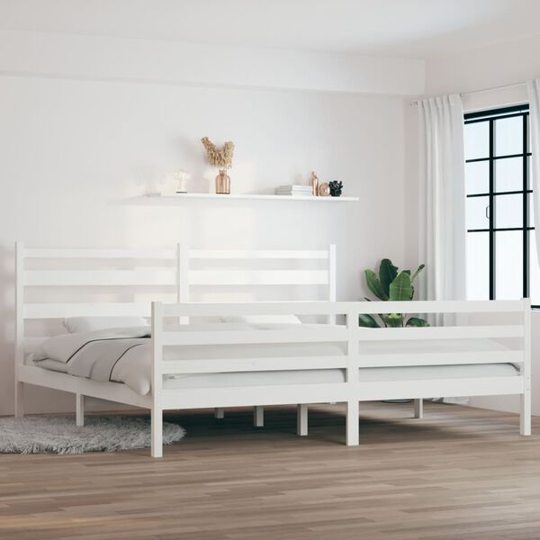 vidaXL Estrutura de cama 200x200 cm pinho maci&ccedil;o branco