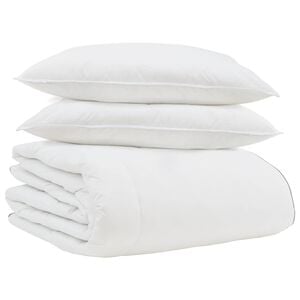 vidaXL Edredom de Inverno com travesseiro 3 pcs Branco Pena de ganso