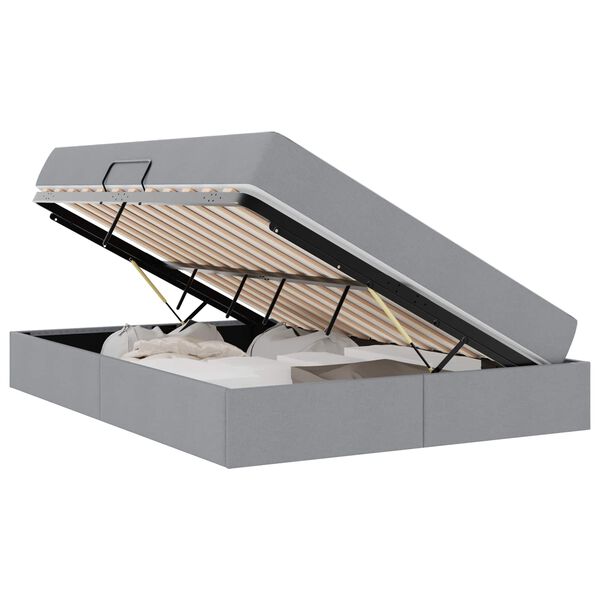 vidaXL Cama com arruma&ccedil;&atilde;o e colch&atilde;o Cinzento-claro 140 x 200 cm