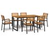 vidaXL Conj. jantar p/ jardim 7 pcs madeira de ac&aacute;cia maci&ccedil;a e metal