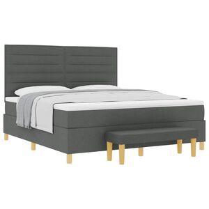 vidaXL Cama Box com colch&atilde;o Cinzento escuro 180 x 200 cm tecido