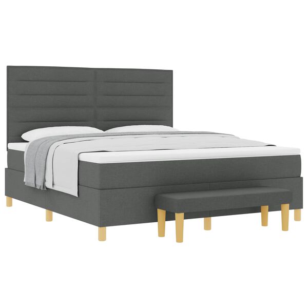 vidaXL Cama Box com colch&atilde;o Cinzento escuro 180 x 200 cm tecido