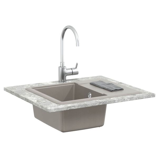 vidaXL Pia Cinzeto 560 x 460 mm 80% Quartzo e 20% Resina
