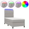 vidaXL Cama box spring c/ colch&atilde;o e LED 100x200 cm tecido cinza-claro