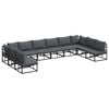 vidaXL Conjunto de Sof&aacute; de Jardim 10 unid. Preto Alum&iacute;nio