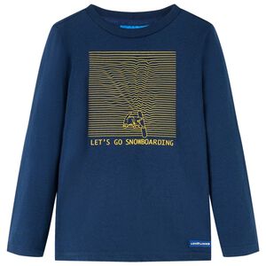 T-shirt de manga comprida para crian&ccedil;a azul-marinho 92