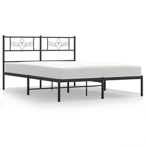 vidaXL Estrutura de cama com cabeceira 160x200 cm metal preto