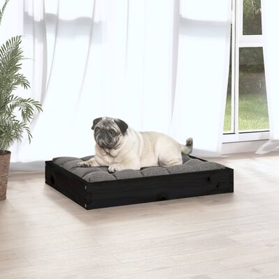 vidaXL Cama para cães 61,5x49x9 cm madeira de pinho maciça preto