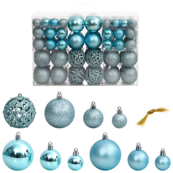 vidaXL Enfeites de Natal 100 pcs 3 / 4 / 6 cm turquesa