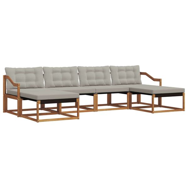 vidaXL Conjunto de Sof&aacute;s para Exterior 6 pcs Cinza Natural e Claro