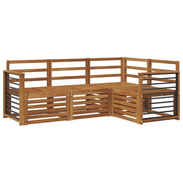 vidaXL Conjuntos de sof&aacute;s 4 pcs Natural Madeira S&oacute;lida de Ac&aacute;cia
