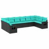 vidaXL Conjunto de sof&aacute; de jardim com 10 pe&ccedil;as e almofadas em rattan sint&eacute;tico preto