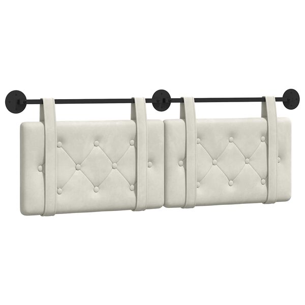 vidaXL Cabeceira Suspensa Creme 150 x 55 x 5 cm Veludo
