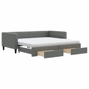 vidaXL Sof&aacute;-cama c/ gavet&atilde;o/gavetas 100x200 cm tecido cinzento-escuro