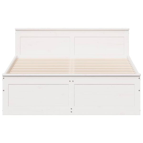 vidaXL Cama sem colch&atilde;o com cabeceira 140x200 cm pinho maci&ccedil;o branco