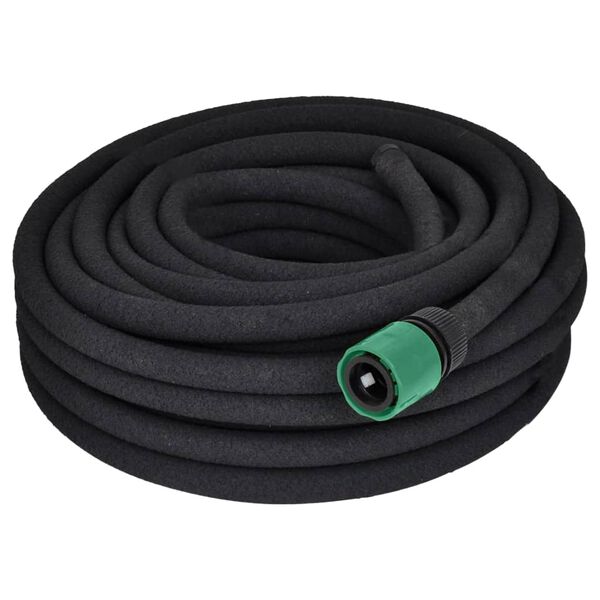 vidaXL Mangueira para rega gota-a-gota de jardim 50 m borracha preto