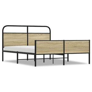 vidaXL Estrutura de cama sem colch&atilde;o 150x200cm metal carvalho sonoma