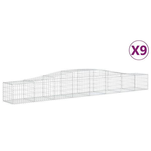 vidaXL Cestos gabião arqueados 9 pcs 400x50x40/60 cm ferro galvanizado