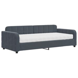 vidaXL Sof&aacute;-cama com colch&atilde;o 90x200 cm veludo cinzento-escuro