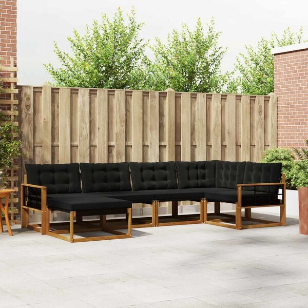 vidaXL Conjunto de Sof&aacute;s para Exterior 18 pcs Natural e Preto