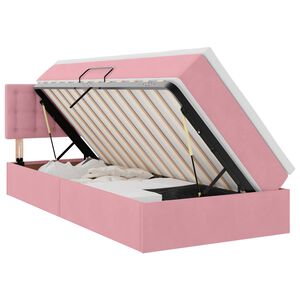 vidaXL Cama com Armazenamento com colch&atilde;o Rosa 90 x 200 cm Veludo