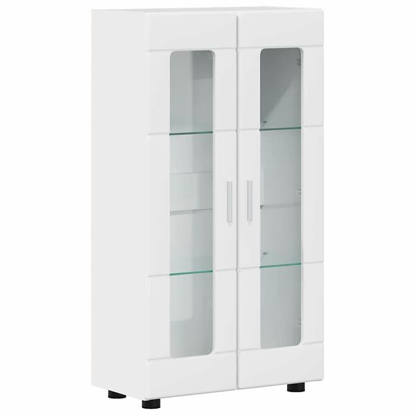vidaXL Buffet com porta FLORIN Branco Brilhante 55,5 x 29 x 103 cm