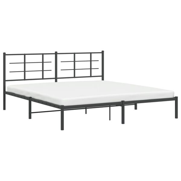vidaXL Estrutura de cama em metal com cabeceira 180x200 cm preto