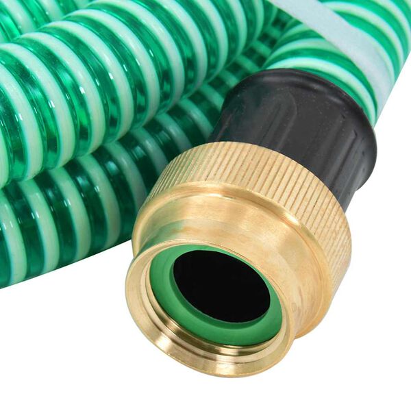 vidaXL Mangueira de sucção com conectores de latão 1,1" 20 m PVC verde