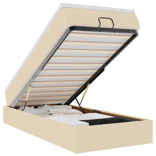 vidaXL Estrutura de cama otomana com creme de colch&atilde;o 90x190cm tecido