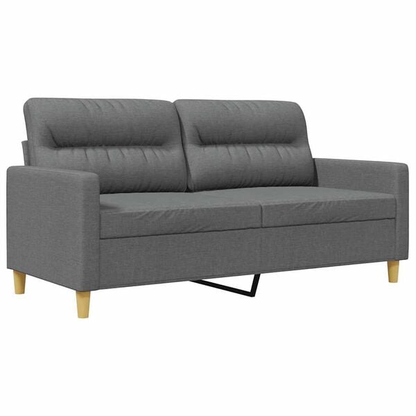 vidaXL Sof&aacute; de 2 lugares em tecido 140 cm cinzento-escuro
