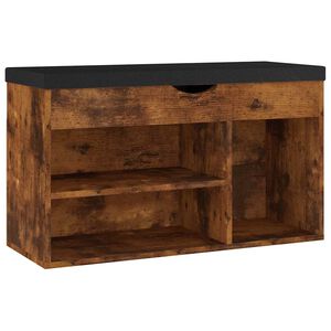 vidaXL Banco sapateira + almofad&atilde;o 80x30x47cm contrap. carvalho fumado