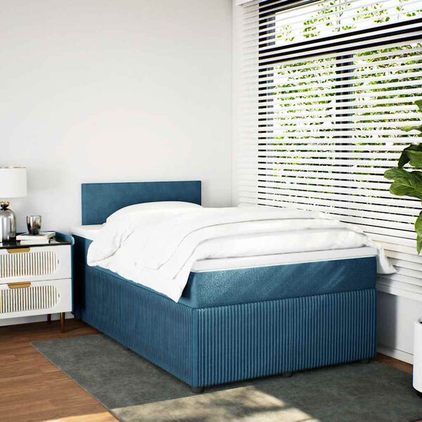 vidaXL Cama boxspring com colch&atilde;o 120x200 cm veludo azul