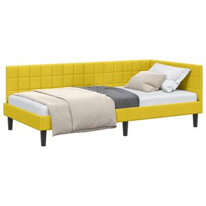 vidaXL Estrutura de Cama de Canto Amarelo 90 cm x 190 cm Veludo