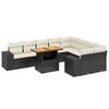 vidaXL 10 pcs conjunto sof&aacute;s de jardim c/ almofad&otilde;es vime PE preto