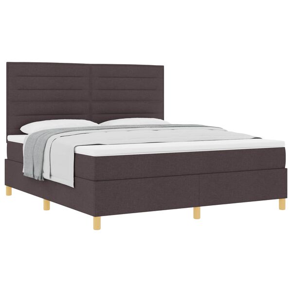 vidaXL Cama Box com colch&atilde;o Marrom Escuro 180 x 200 cm tecido