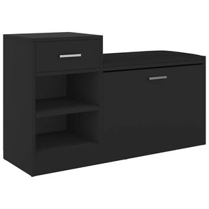 vidaXL Banco sapateira 94,5x31x57 cm derivados de madeira preto